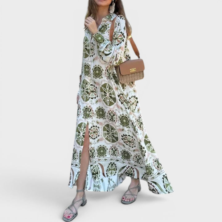 Siena | Bohemian Print Maxi Shirt Dress