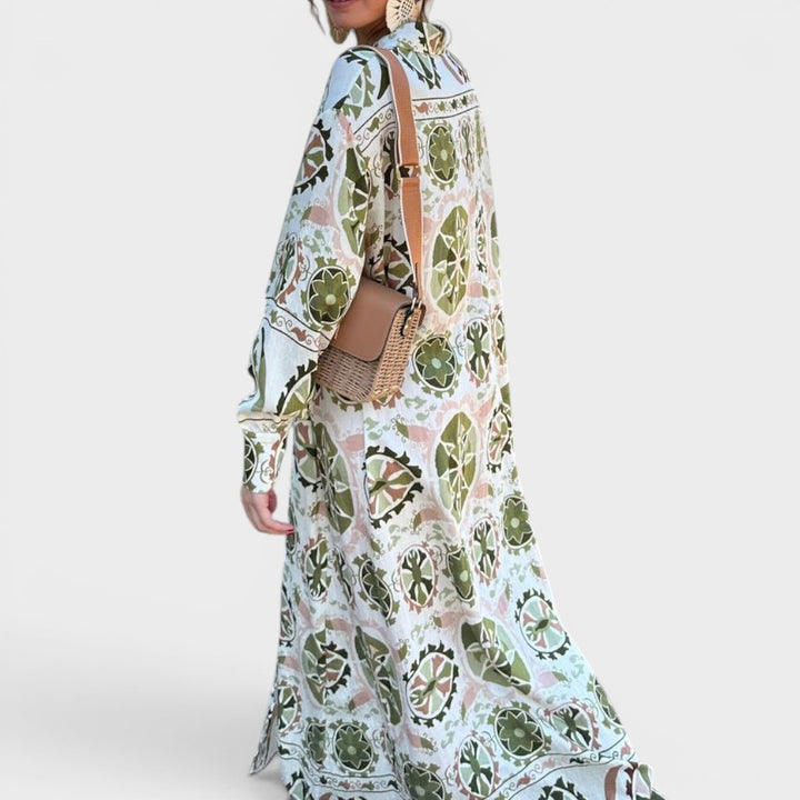 Siena | Bohemian Print Maxi Shirt Dress