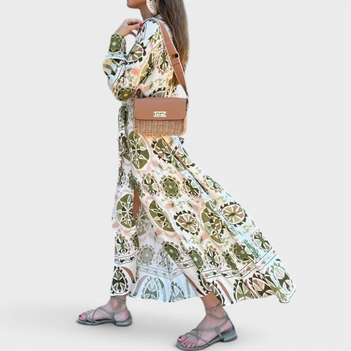 Siena | Bohemian Print Maxi Shirt Dress