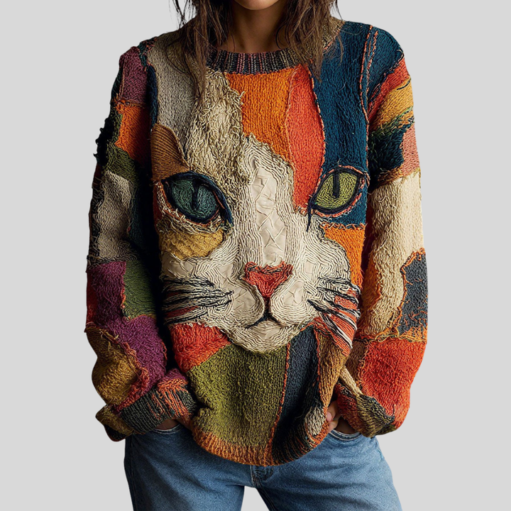 Deborah | Artistic Cat Print Top