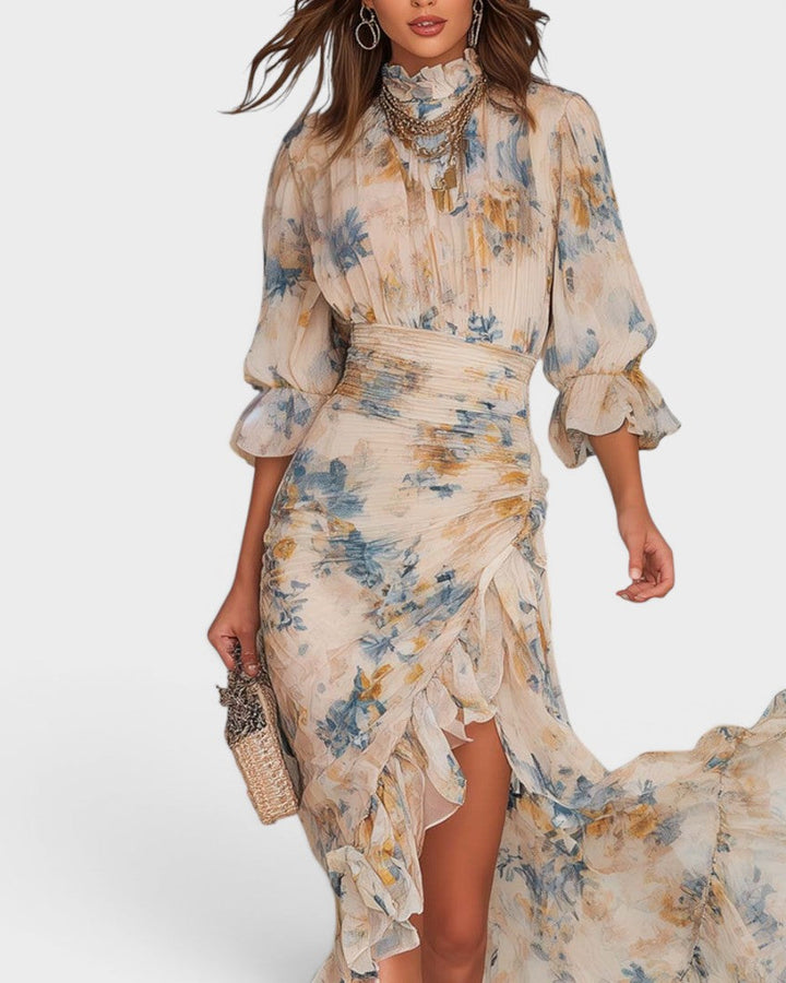 Joan | Turtleneck Formal Floral Maxi Dress