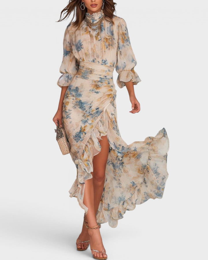 Joan | Turtleneck Formal Floral Maxi Dress