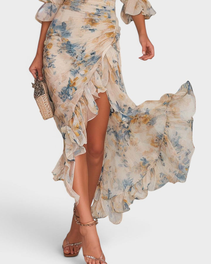 Joan | Turtleneck Formal Floral Maxi Dress