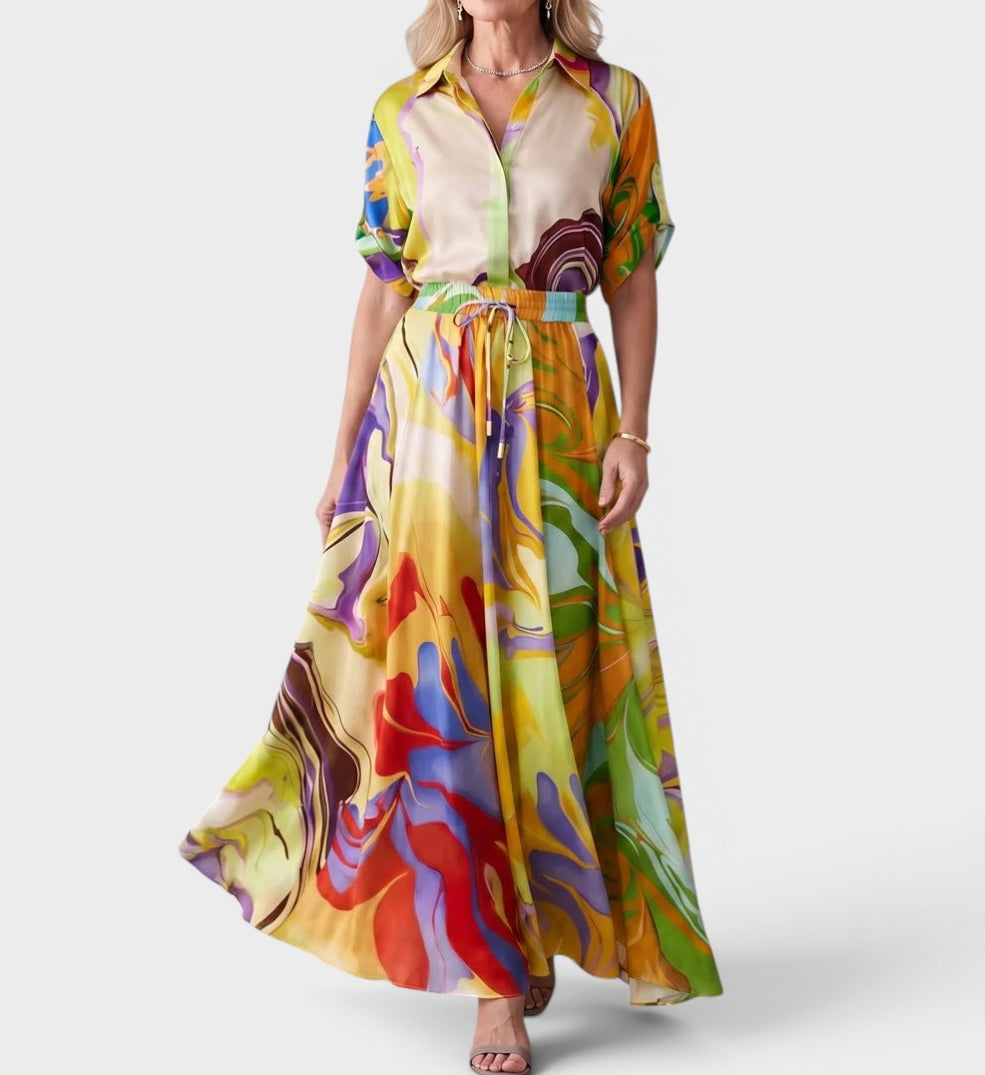 Laura | Printed Casual Skirt Two Piece Set