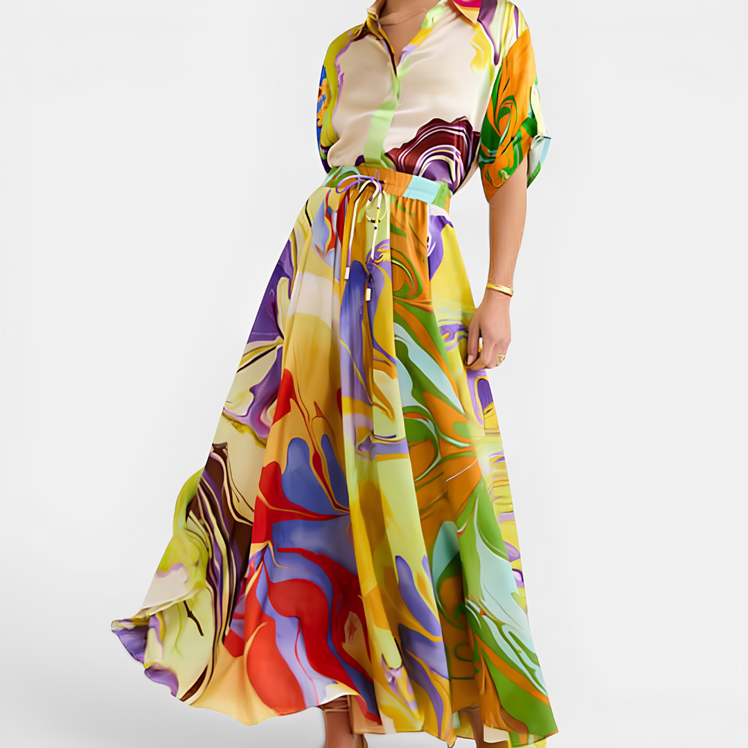 Laura | Printed Casual Skirt Two Piece Set