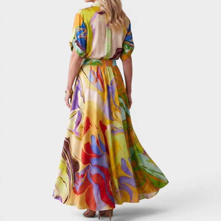 Laura | Printed Casual Skirt Two Piece Set
