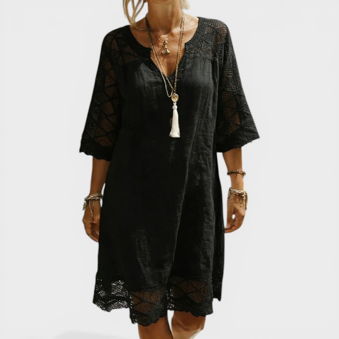 Linda | V-Neck Lace Midi Dress