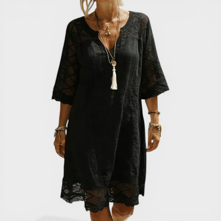 Linda | V-Neck Lace Midi Dress