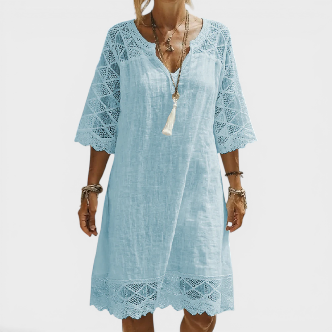 Linda | V-Neck Lace Midi Dress