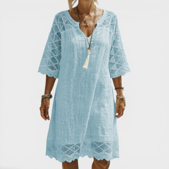 Linda | V-Neck Lace Midi Dress