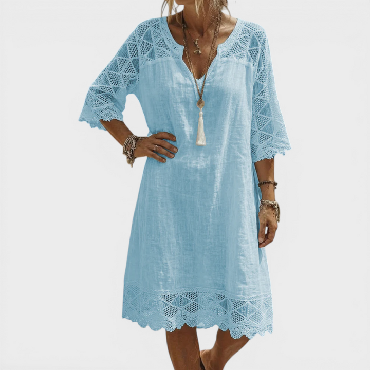 Linda | V-Neck Lace Midi Dress