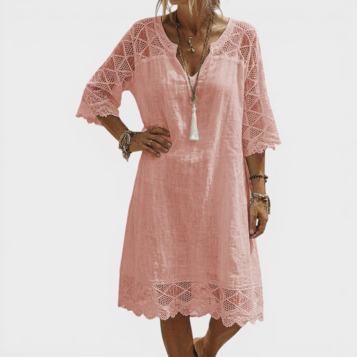 Linda | V-Neck Lace Midi Dress