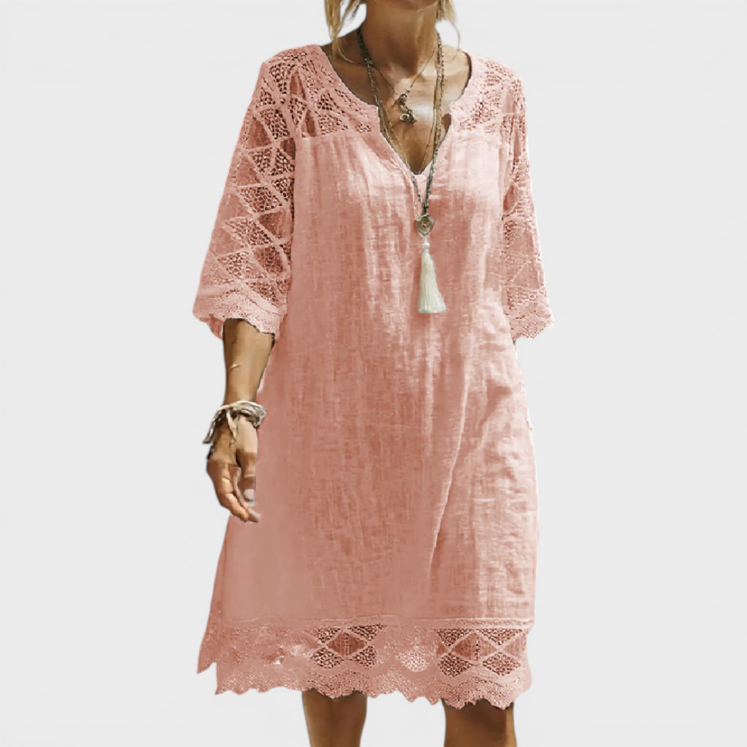 Linda | V-Neck Lace Midi Dress