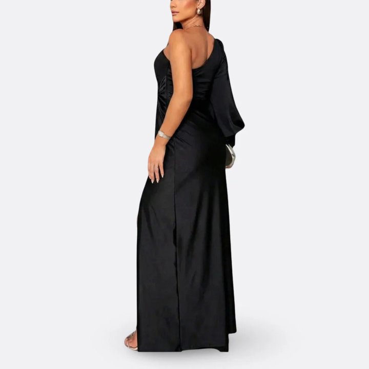 Luna | Elegant One-Shoulder Satin Maxi Dress