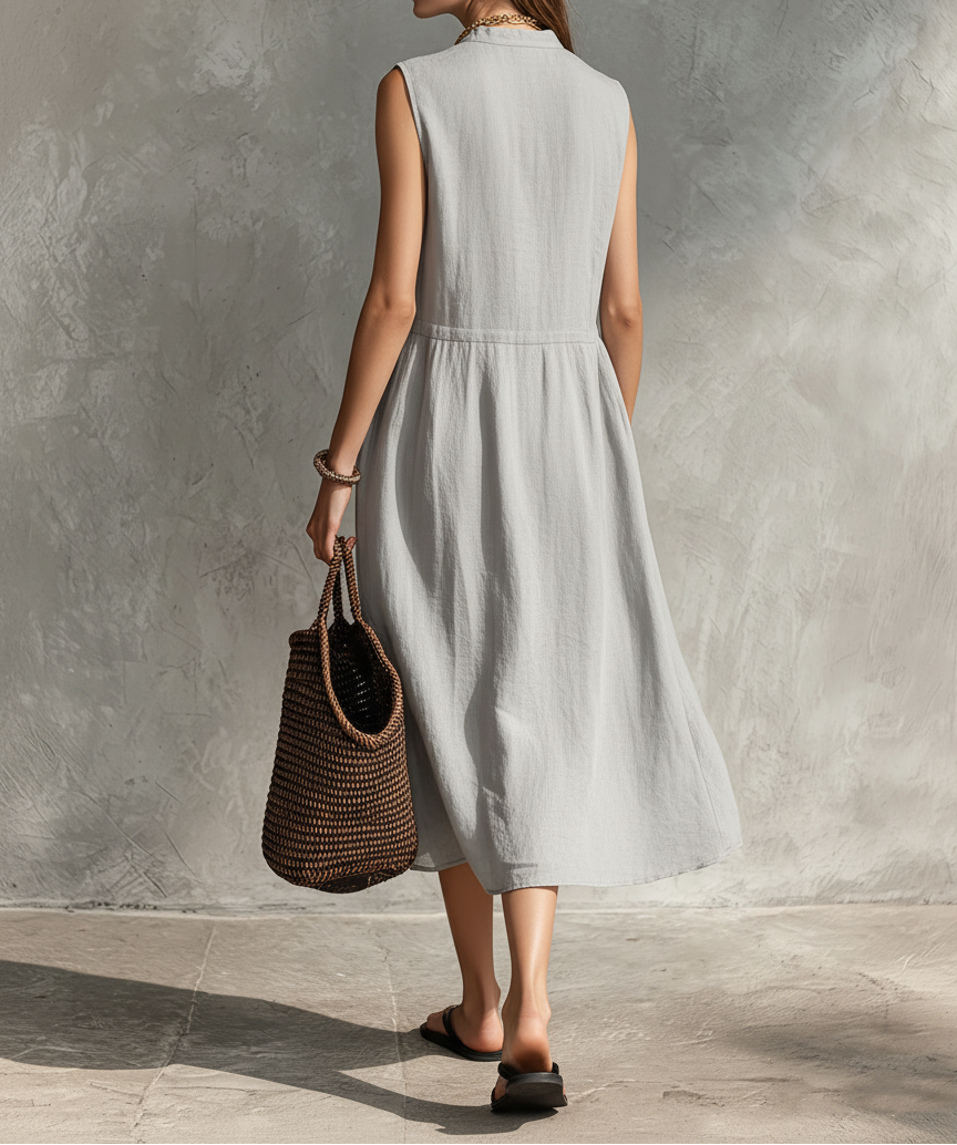 Lore | Breezy Pleated Button Midi Dress