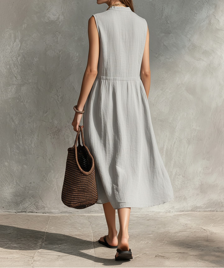 Lore | Breezy Pleated Button Midi Dress