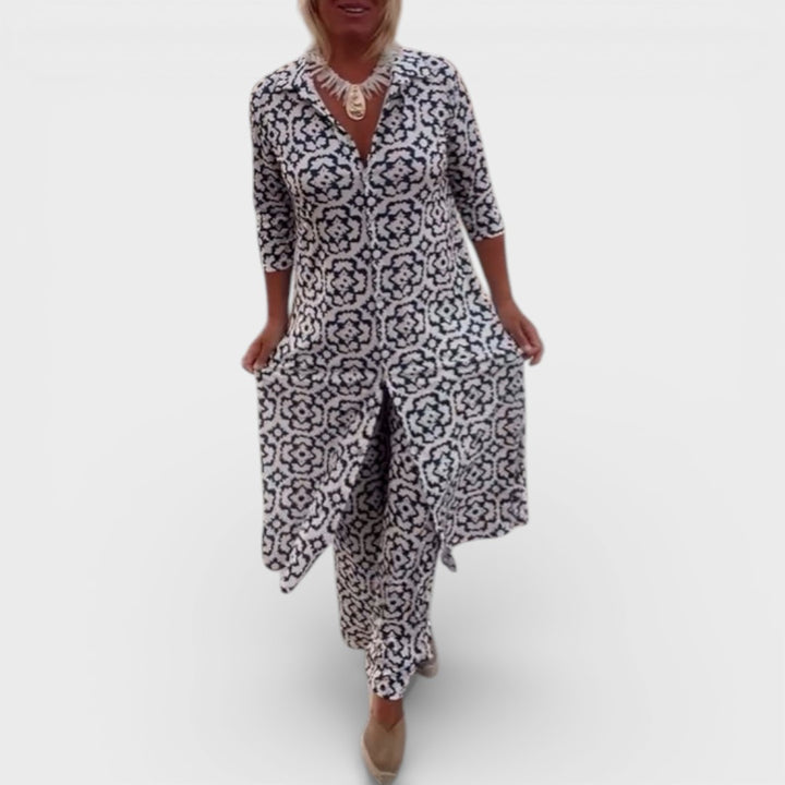 Laura | Button-Front Printed Set