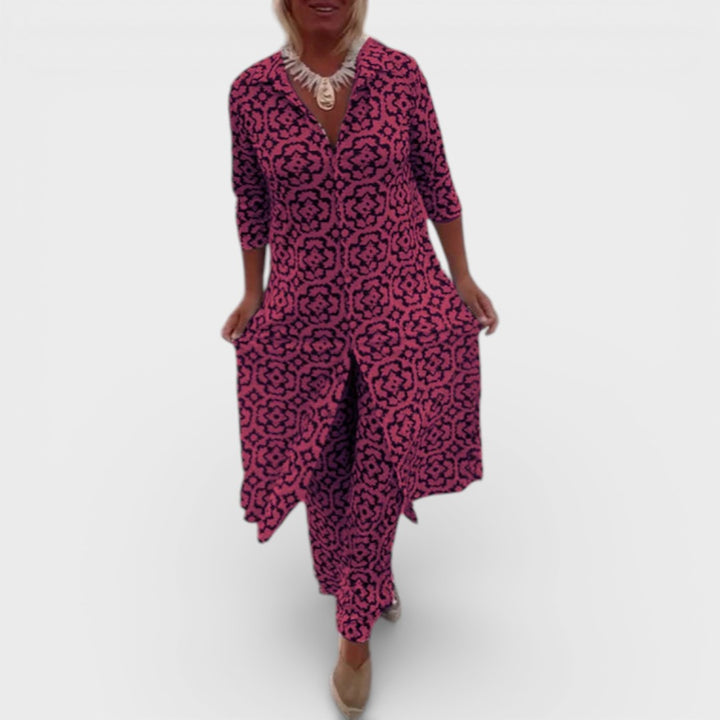 Laura | Button-Front Printed Set