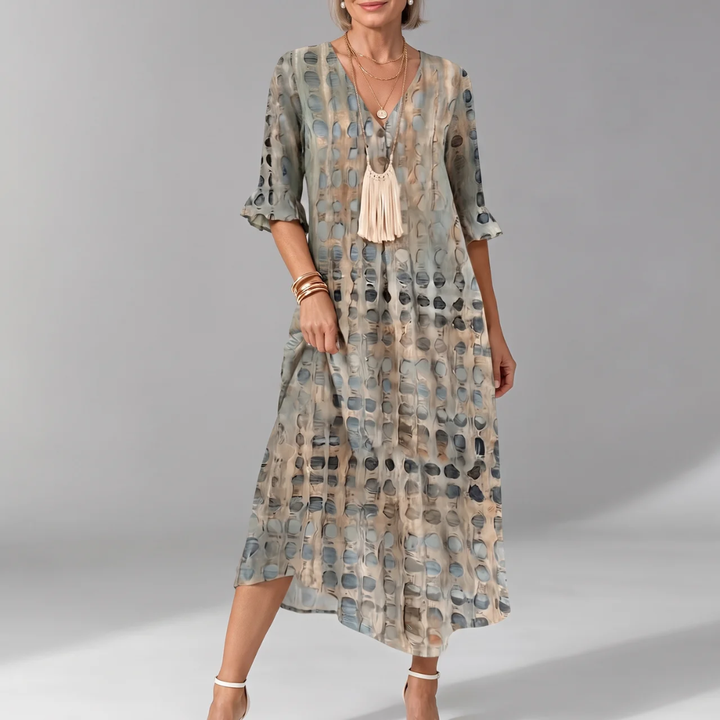 Maren | Textured Print Midi Dress