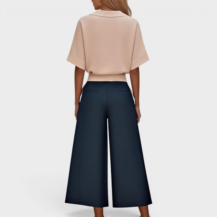 Martha | V-Neck Top Wide Leg Pant Set