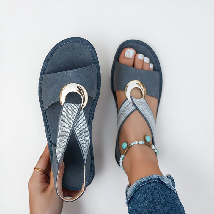 Mila | Metal Buckle Flat Sandals