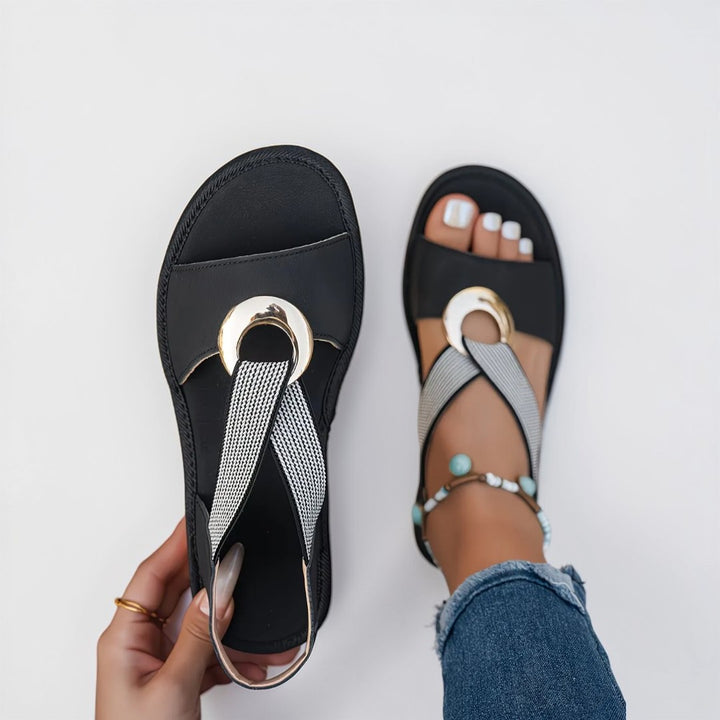 Mila | Metal Buckle Flat Sandals