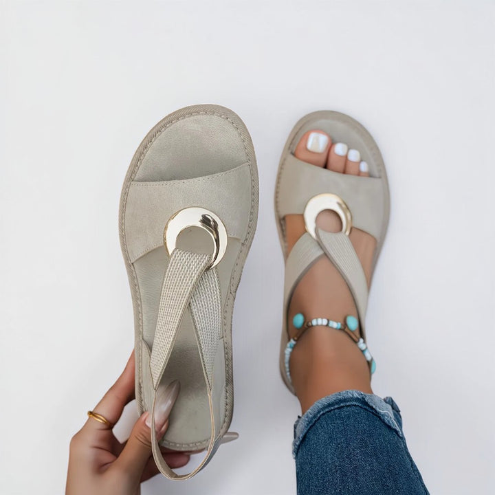 Mila | Metal Buckle Flat Sandals