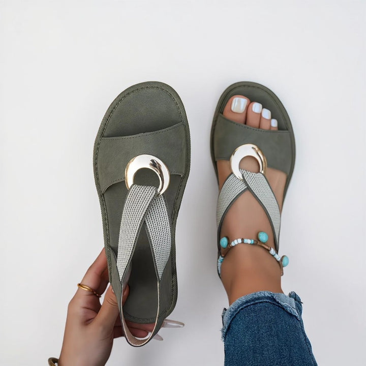 Mila | Metal Buckle Flat Sandals