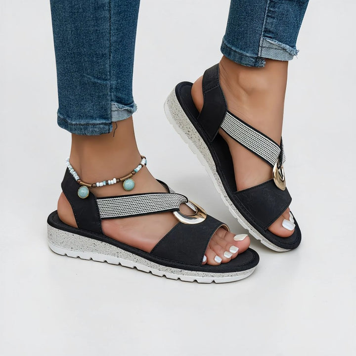 Mila | Metal Buckle Flat Sandals