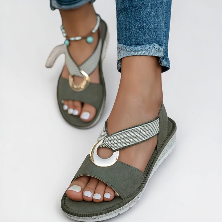 Mila | Metal Buckle Flat Sandals