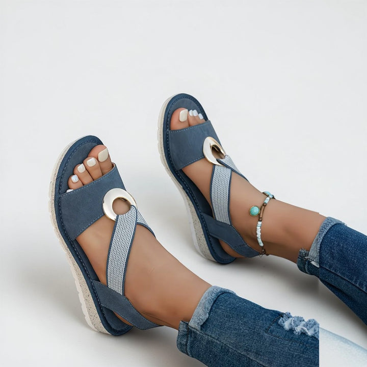 Mila | Metal Buckle Flat Sandals
