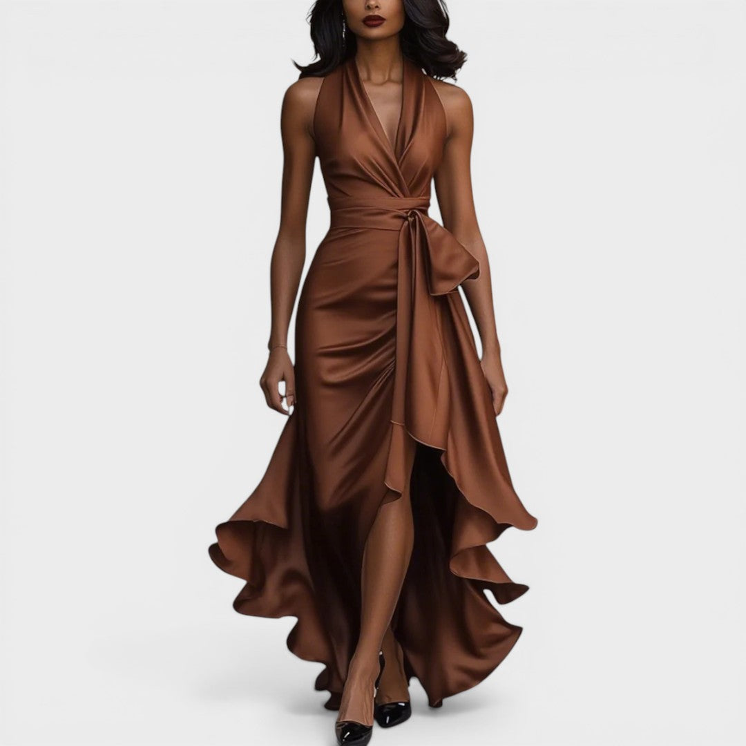 Mira | Elegant Satin Halter Dress