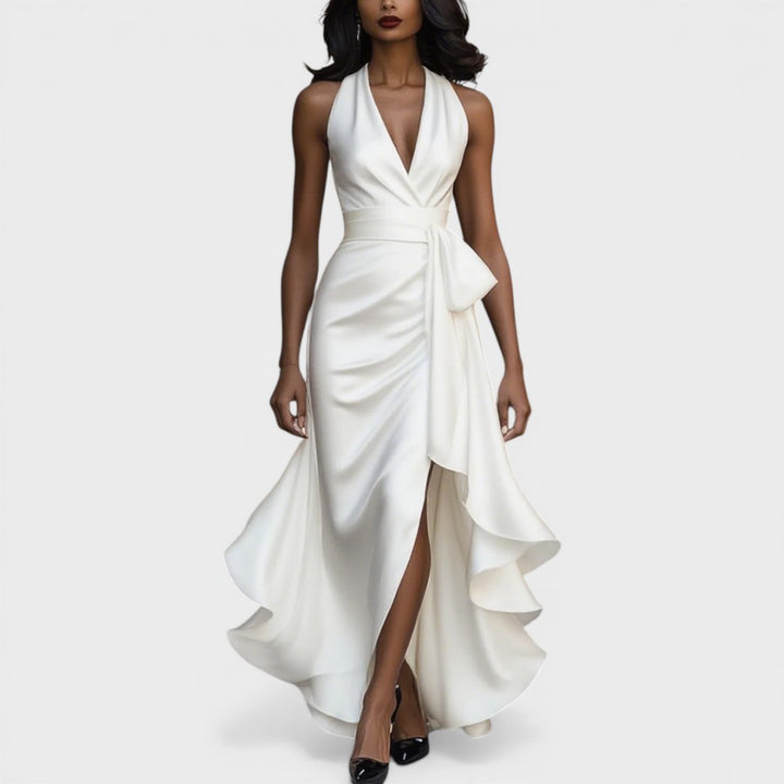 Mira | Elegant Satin Halter Dress