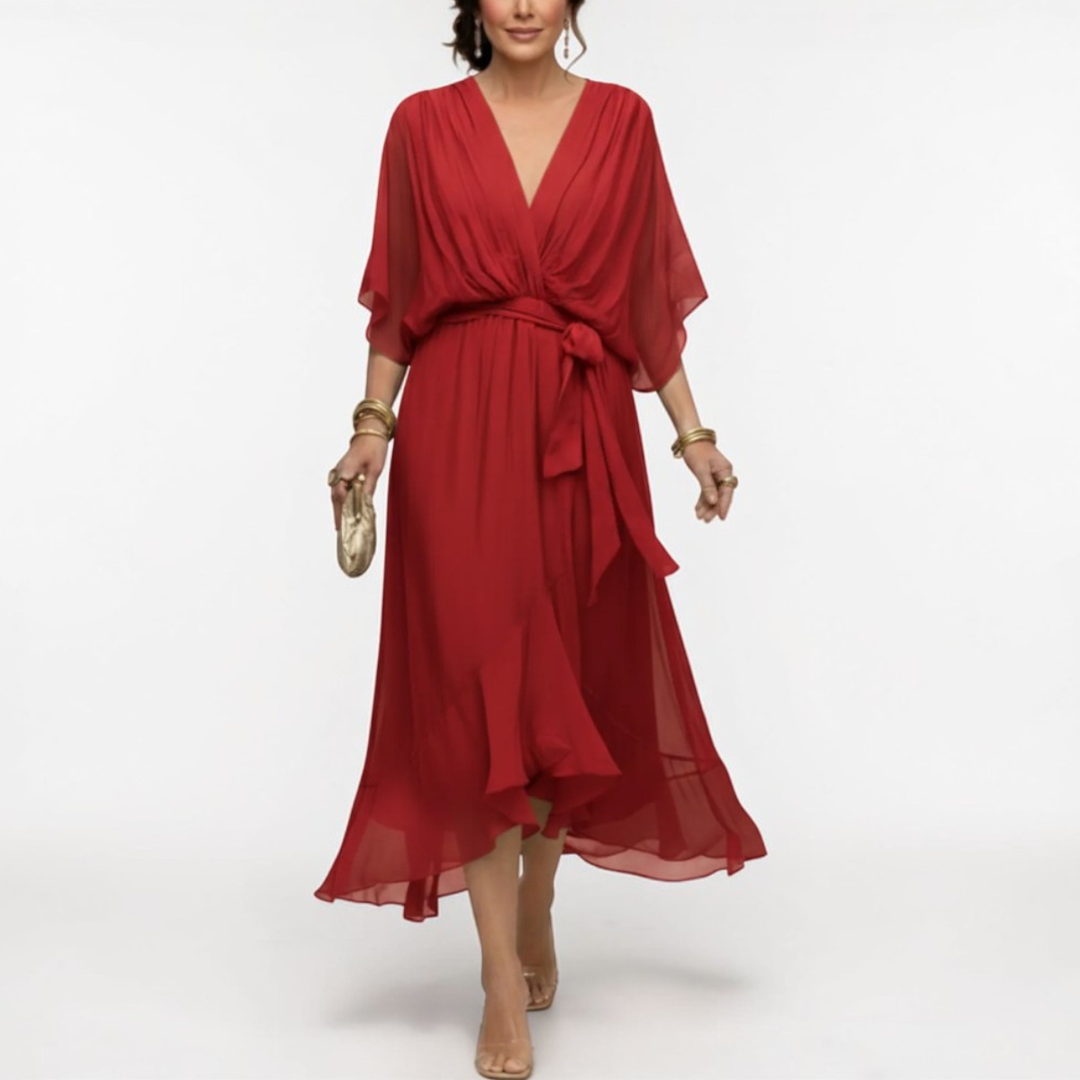 Monica | Chiffon dress with V-neckline