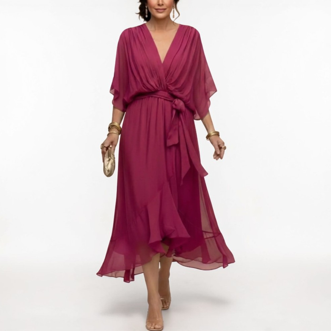 Monica | Chiffon dress with V-neckline