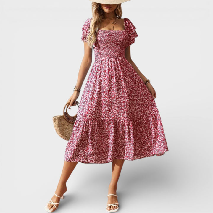 Hazel | Smocked Floral Midi Dress