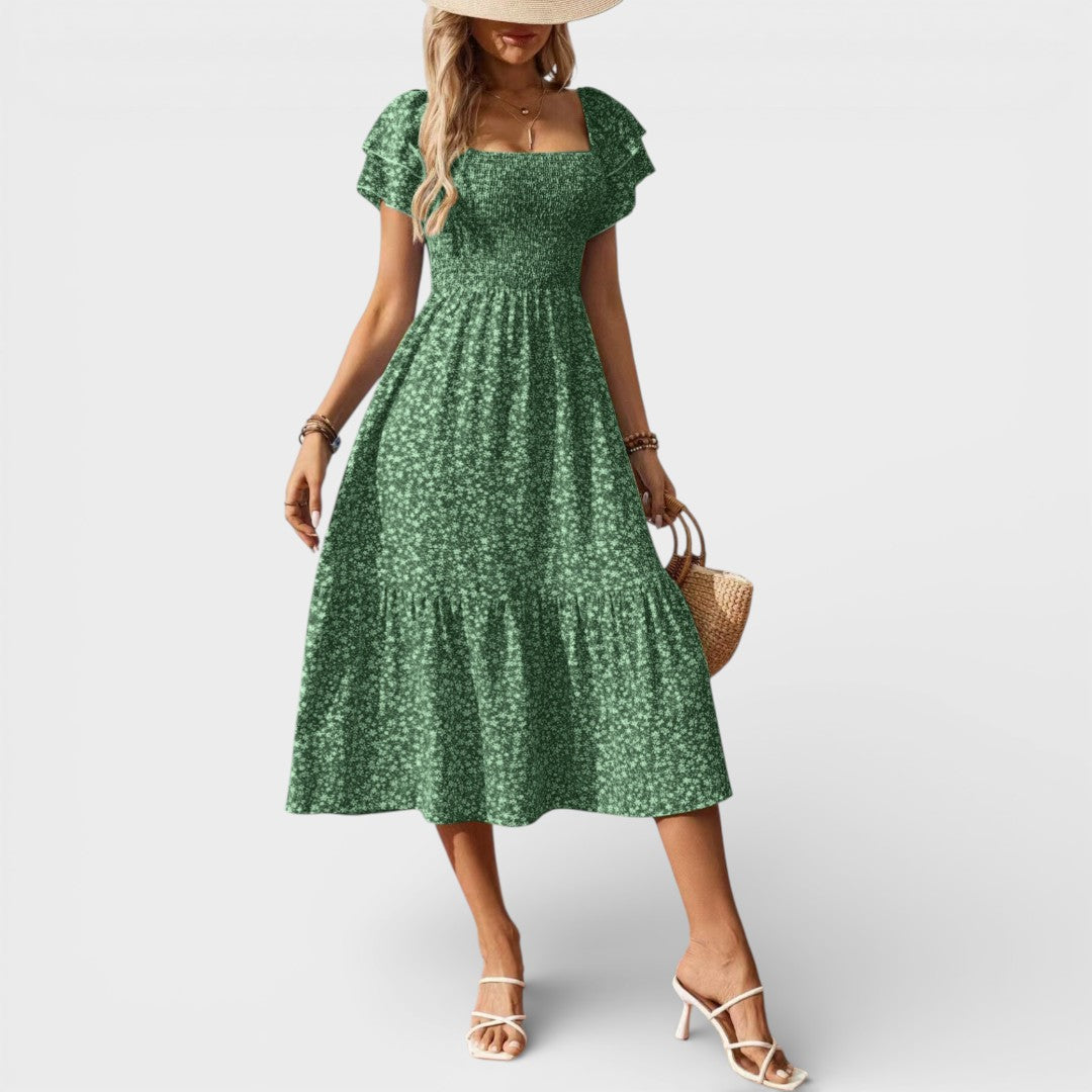 Hazel | Smocked Floral Midi Dress