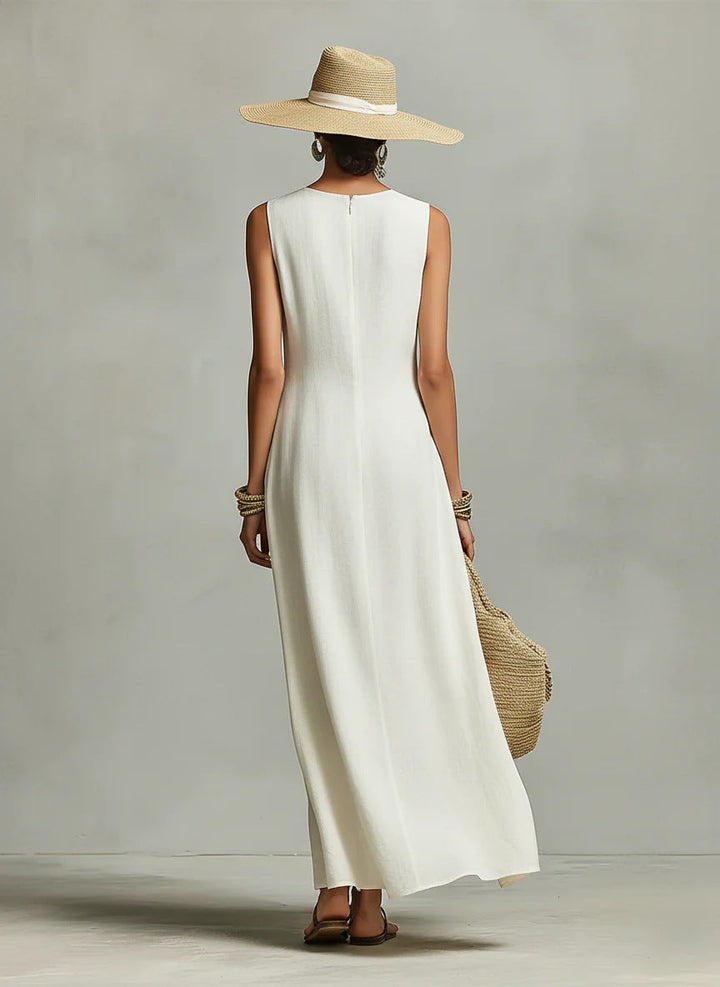 Adalyn Draped Ivory Maxi Dress - back