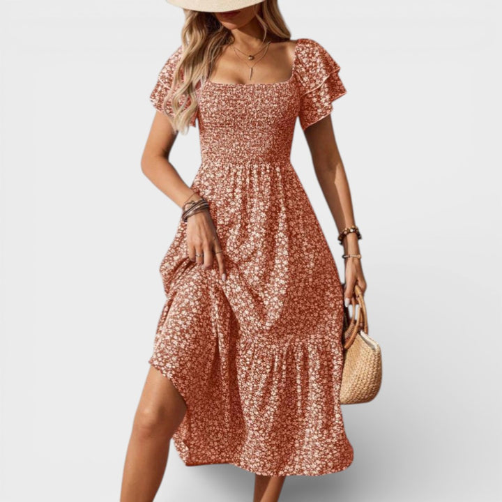 Hazel | Smocked Floral Midi Dress