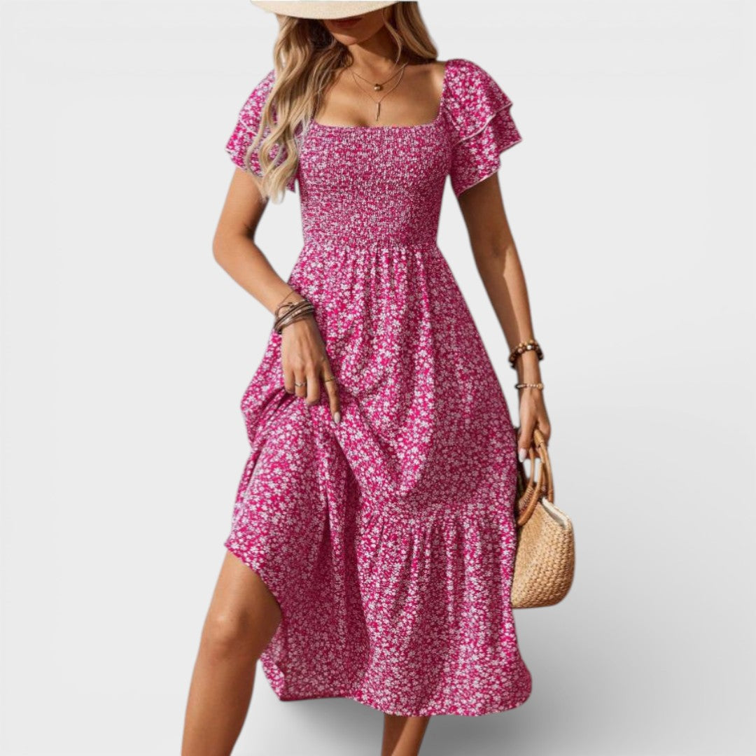 Hazel | Smocked Floral Midi Dress