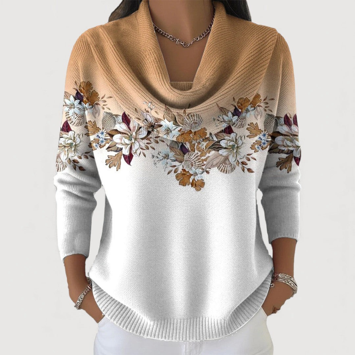 Alora | Soft Drape-Neck Floral Knit