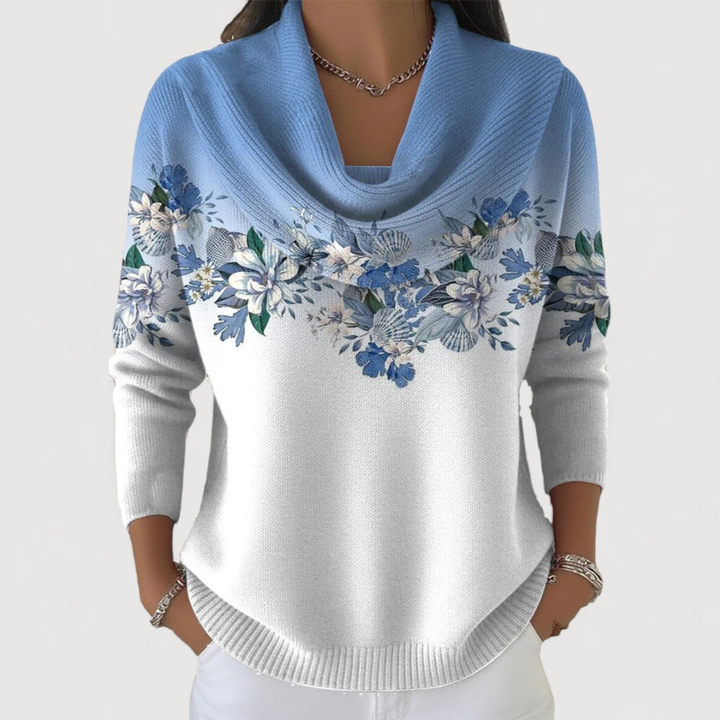 Alora | Soft Drape-Neck Floral Knit