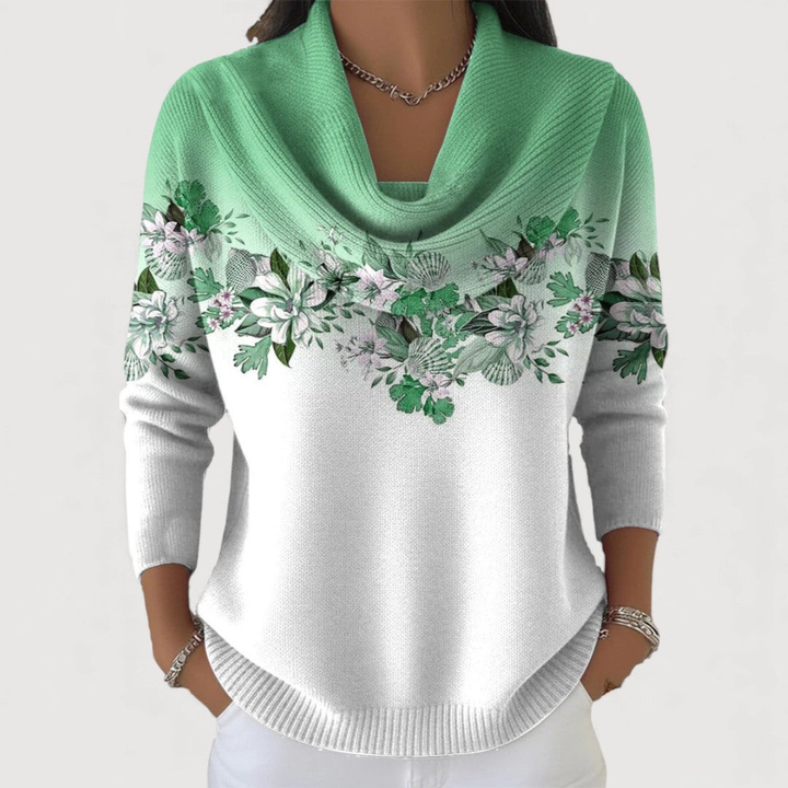 Alora | Soft Drape-Neck Floral Knit