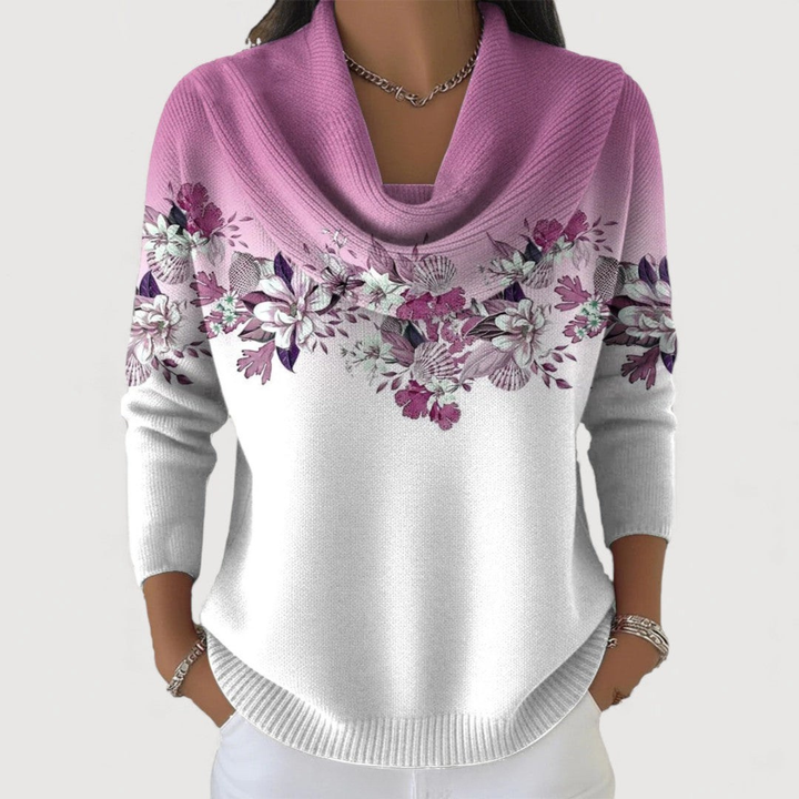 Alora | Soft Drape-Neck Floral Knit