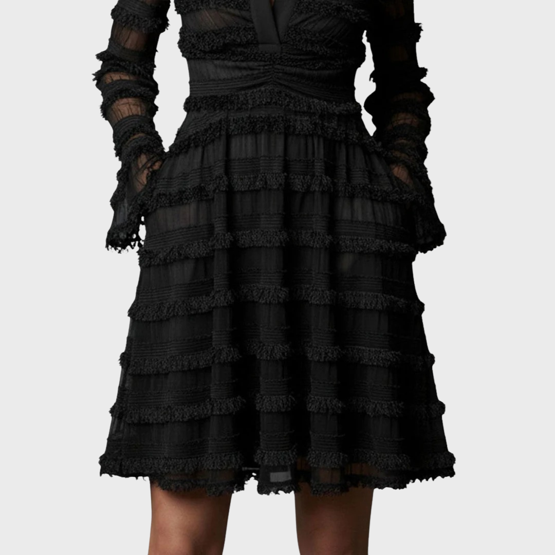 Pearl | Sheer Fringe Midi Dress