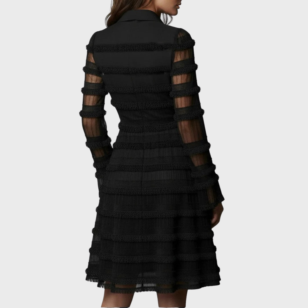 Pearl | Sheer Fringe Midi Dress