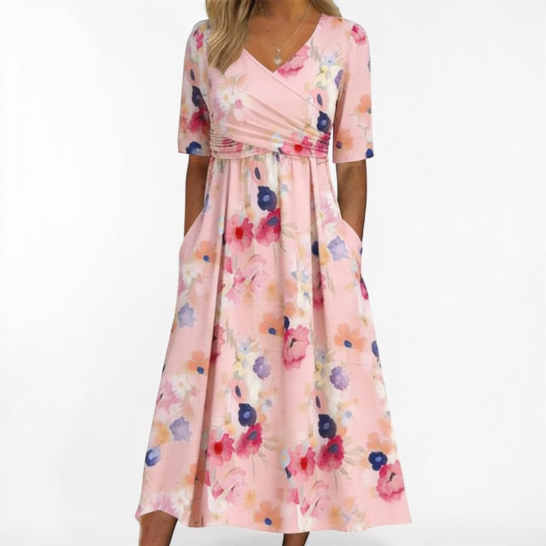 Pinky | Floral Side Pocket Midi Dress