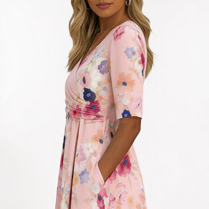 Pinky | Floral Side Pocket Midi Dress