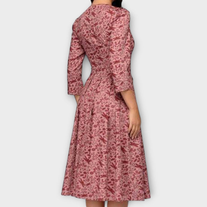 Retrozo - Elegant Knee-Length Dress