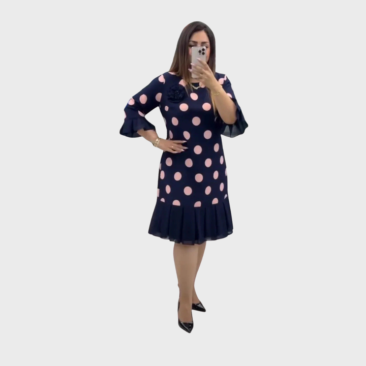 Riannah | Pleated Polka Dot Dress